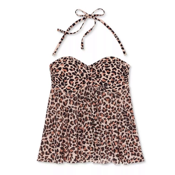 Kona Sol Swim 44 Kona Sol Leopard Animal Print Flyaway Mesh Tankini